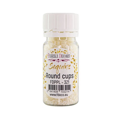 Паєтки Round cups - 321, 20 гр, 30 мл, слонової кістки, Фабрика Декору