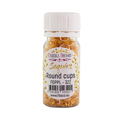 Пайетки Round cups - 322, 20 гр, 30 мл, янтарный, Фабрика Декора
