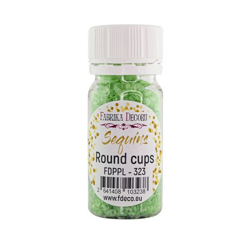 Паєтки Round cups - 323, 20 гр, 30 мл, салатовий, Фабрика Декору