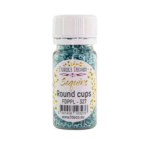 Пайетки Round cups - 327, 20 гр, 30 мл, бирюзовый, Фабрика Декора