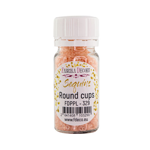 Пайетки Round cups - 329, 20 гр, 30 мл, персиковый, Фабрика Декора