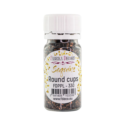 Паєтки Round cups - 330, 20 гр, 30 мл, коричневий, металік, Фабрика Декору