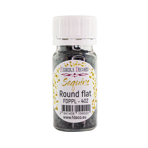 Паєтки Round flat - 402, 20 гр, 30 мл, чорний, веселковий перламутр, Фабрика Декору