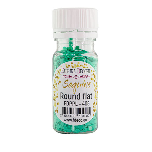 Паєтки Round flat - 408, 20 гр, 30 мл, аквамарин, Фабрика Декору