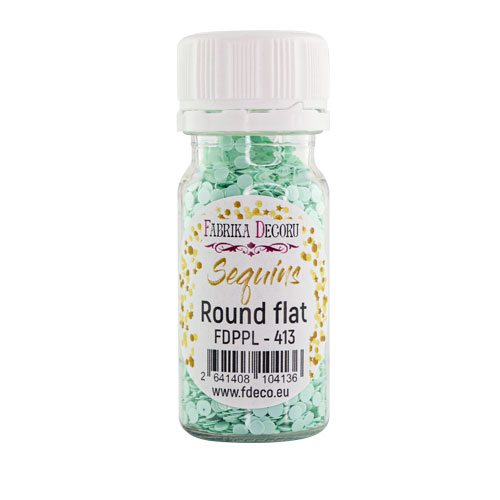 Паєтки Round flat - 413, 20 гр, 30 мл, м'ятний, Фабрика Декору