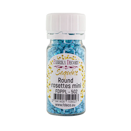 Паєтки Round rosettes mini - 502, 20 гр, 30 мл, блакитний, Фабрика Декору
