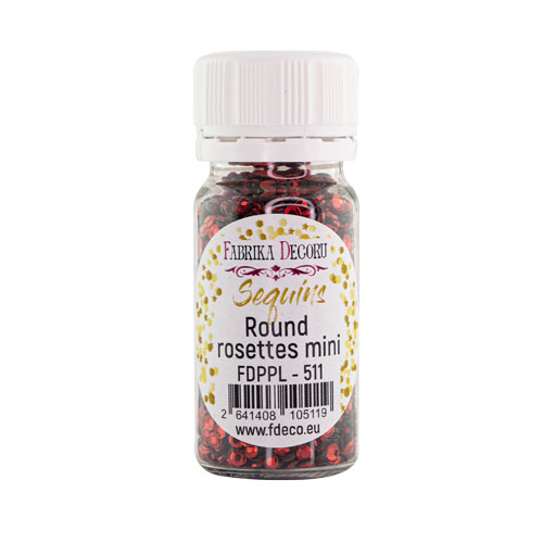 Паєтки Round rosettes mini - 511, 20 гр, 30 мл, червоний, металік, Фабрика Декору
