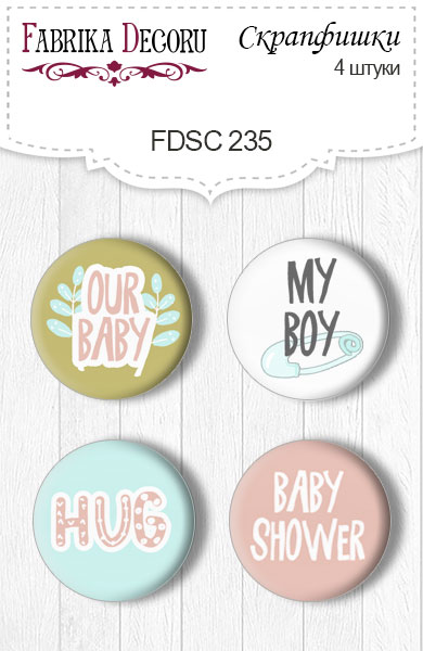Скрапфішкі набір 4шт Scandi Baby Boy 2 EN #235, Фабрика Декору