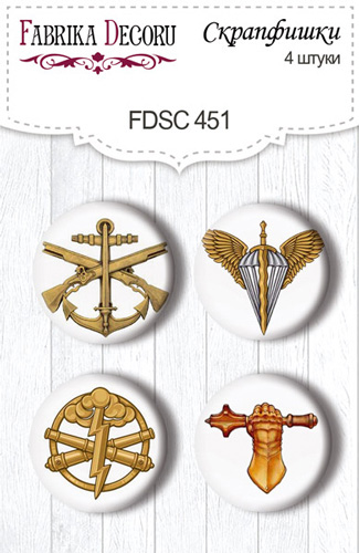 Скрапфішки набір, 4 шт, Military style # 451, Фабрика Декору