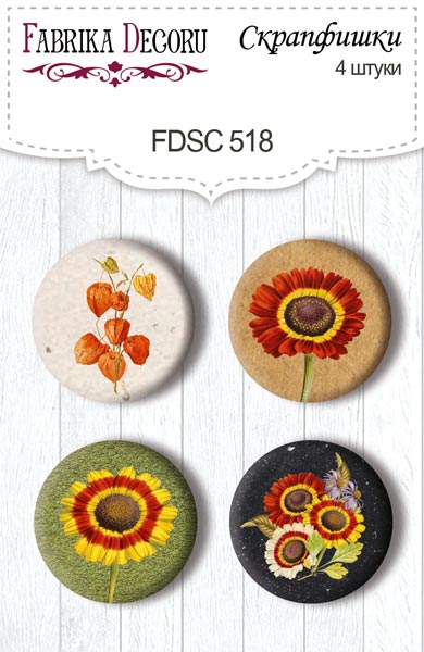 Скрапфішки набір, 4 шт, Autumn botanical diary, бежевий, # 518, Фабрика Декору