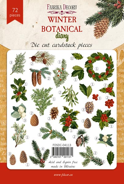 Набір вирубок колекція Winter botanical diary, 72 шт, Фабрика Декору