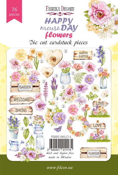 Набор высечек, коллекция Happy mouse day. Flowers 76 шт, Фабрика Декора