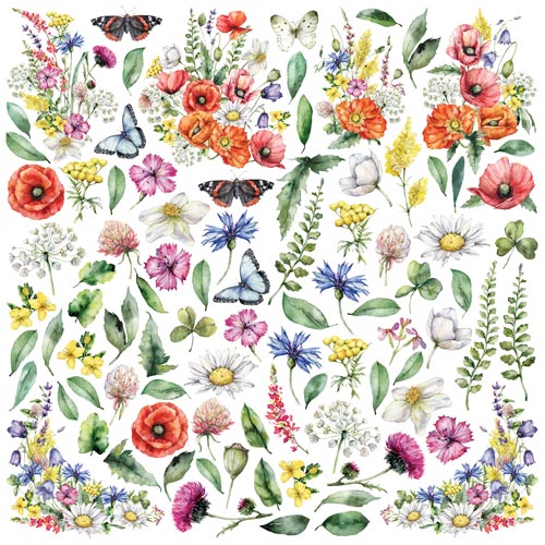 Набор двусторонней скрапбумаги Summer Meadow 20x20см, 10 листов, Фабрика Декора