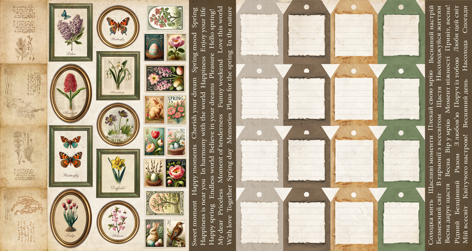 Набір скраппаперу Spring botanical story 30,5Х30,5 см, Фабрика Декору
