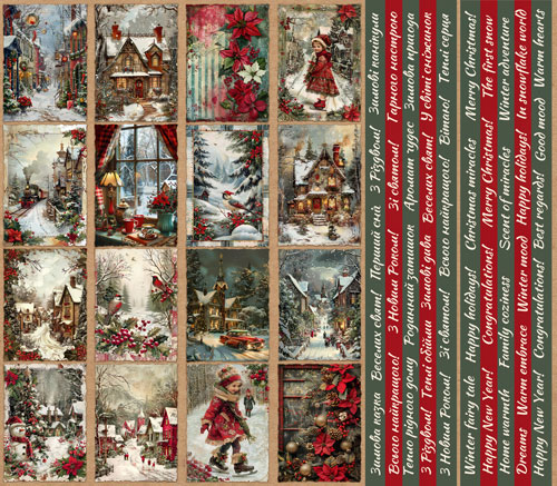 Набір двостороннього паперу для скрапбукінгу Nostalgic Christmas 30,5x30,5 см 10 аркушів, Фабрика Декору