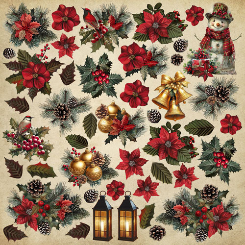 Набір двостороннього паперу для скрапбукінгу Nostalgic Christmas 30,5x30,5 см 10 аркушів, Фабрика Декору