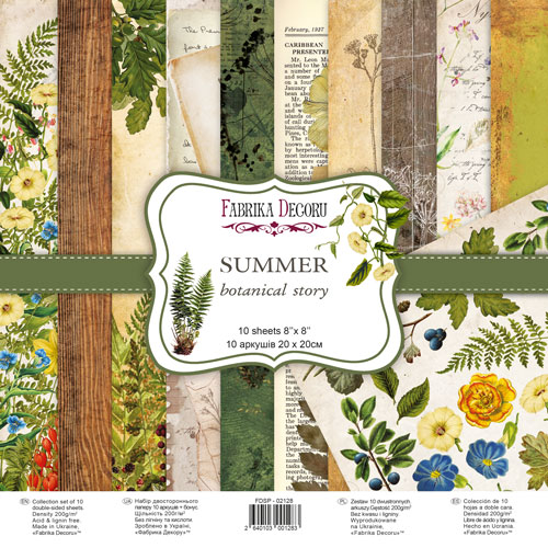 Набір скраппаперу Summer botanical story 20Х20 см, Фабрика Декору