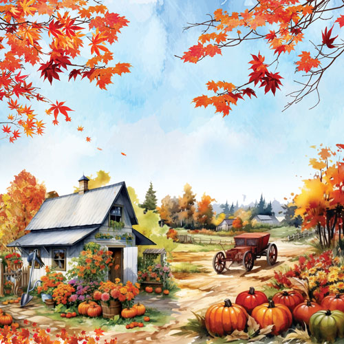Набір скраппаперу, Bright Autumn, 10 аркушів, 20x20 см, Фабрика Декору