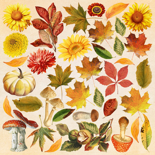 Набір скраппаперу, Bright Autumn, 10 аркушів, 20x20 см, Фабрика Декору