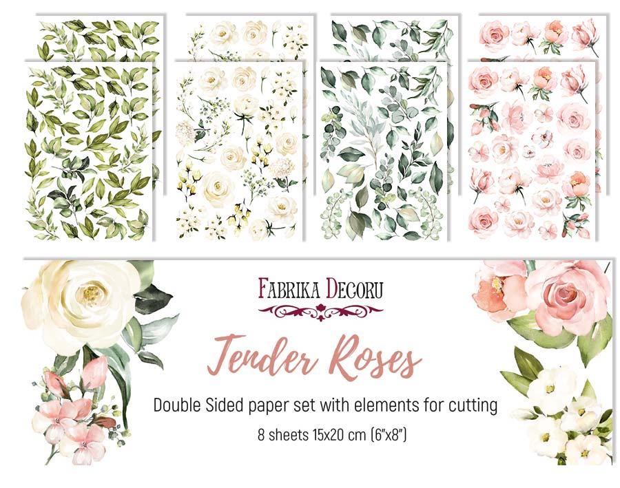 Набір двосторонніх картинок для вирізання Tender Roses 15х20см фабрика декору, Фабрика Декору
