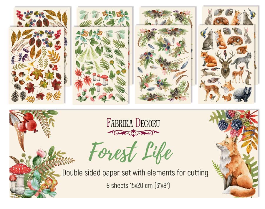 Набор двусторонних картинок для вырезания Forest Life 15х20см, Фабрика Декора