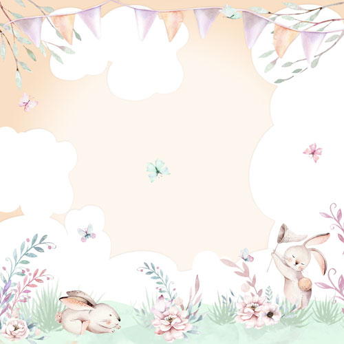 Аркуш двостороннього паперу для скрапбукінгу Sweet bunny #44-02, 30,5х30,5 см, Фабрика декору