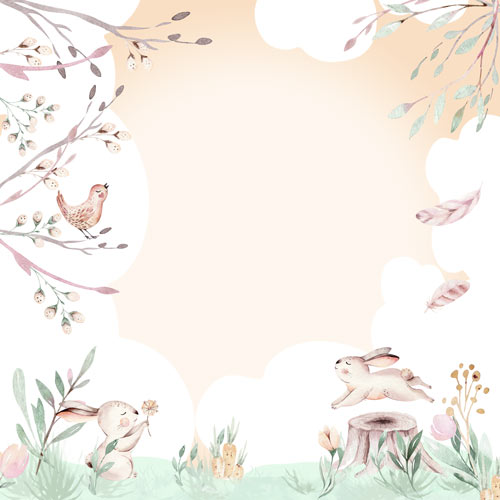 Аркуш двостороннього паперу для скрапбукінгу Sweet bunny #44-03, 30,5х30,5 см, Фабрика декору