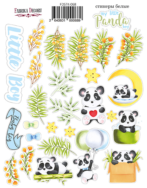 Набір наклейок, стікерів, # 068, My little panda boy, Фабрика Декору