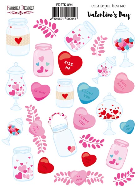 Набір наклейок (стікерів) 26 шт Valentines day #094, Фабрика Декору
