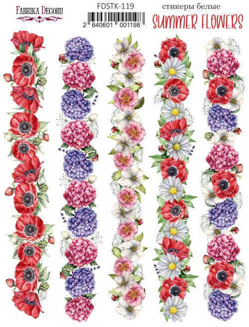 Набір наклейок (стікерів) 5 шт Summer flowers #119, Фабрика Декору