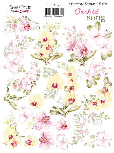Набір наклейок, стікерів, 19 шт, Orchid song #170, Фабрика Декору