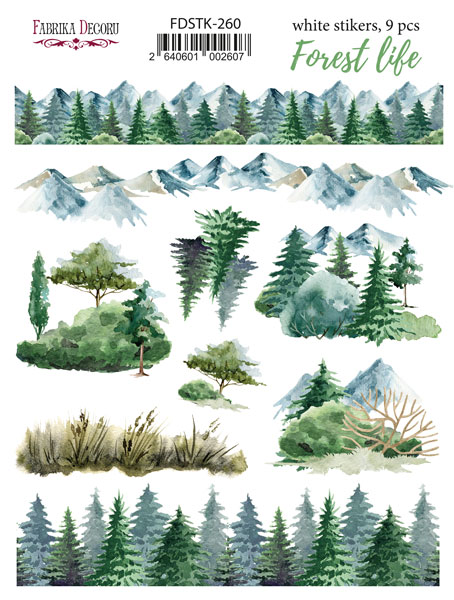 Набір наклейок (стікерів) 9шт Forest life #260, Фабрика Декору