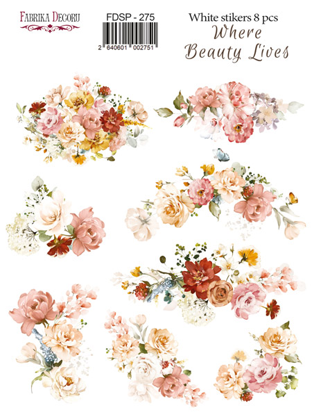 Набір наклейок (стікерів) 8шт Where beauty lives #275, Фабрика Декору