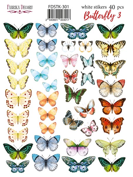 Набор наклеек (стикеров) 40шт Butterfly #301, Фабрика Декора