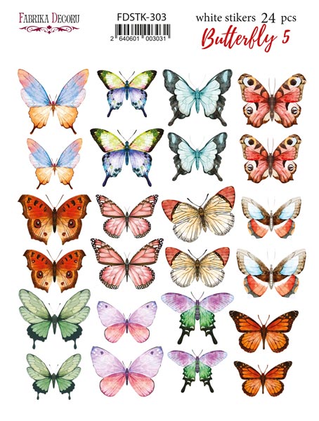 Набір наклейок (стікерів) 24шт Butterfly #303, Фабрика Декору