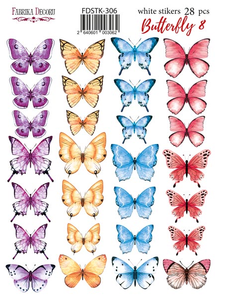 Набір наклейок (стікерів) 28шт Butterfly #306, Фабрика Декору