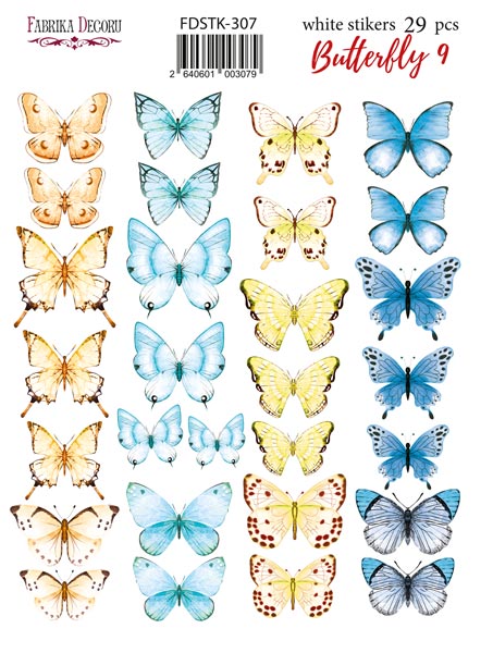 Набір наклейок (стікерів) 29шт Butterfly #307, Фабрика Декору