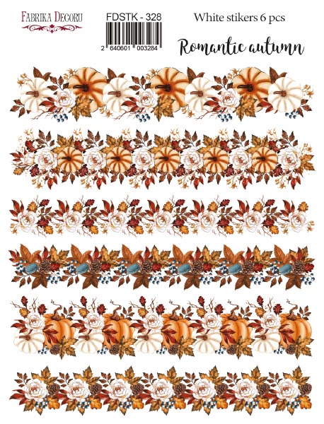 Набор наклеек (стикеров) 6шт Romantic autumn #328, Фабрика Декора
