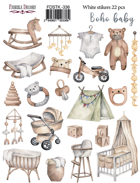 Набор наклеек (стикеров) 22шт Boho baby #336, Фабрика Декора