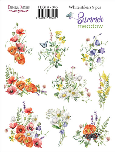 Набор наклеек (стикеров) 9 шт Summer meadow #345, Фабрика Декора