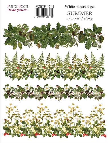 Набір наклейок (стікерів)  4шт Summer Botanical Story #348, Фабрика Декору
