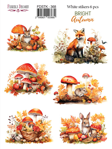 Набір наклейок (стікерів) 6 шт Bright Autumn #368, Фабрика Декору