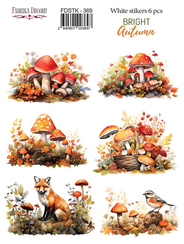 Набір наклейок (стікерів) 6 шт Bright Autumn #369, Фабрика Декору