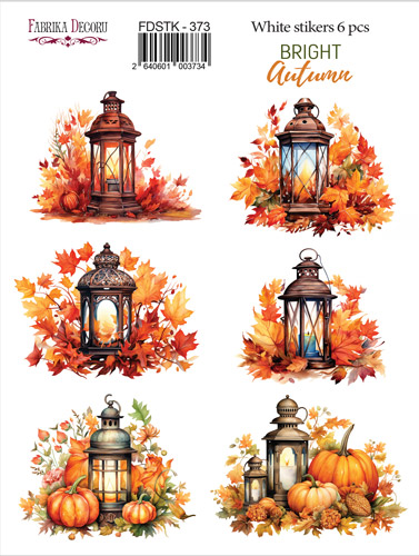 Набір наклейок (стікерів) 6 шт Bright Autumn #373, Фабрика Декору