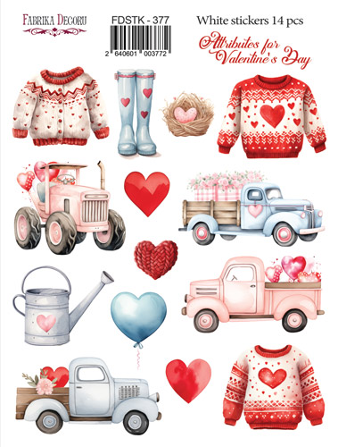 Набір наклейок (стікерів) Attributes for st.Valentine's day, #377, Фабрика Декору