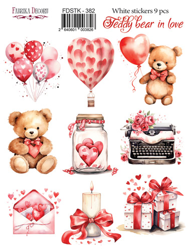 Набір наклейок (стікерів)  Teddy bear in love, #382, Фабрика Декору