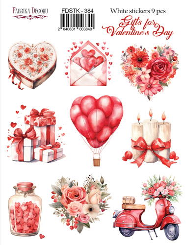 Набір наклейок (стікерів) Gifts for Valentine's day, #384, Фабрика Декору