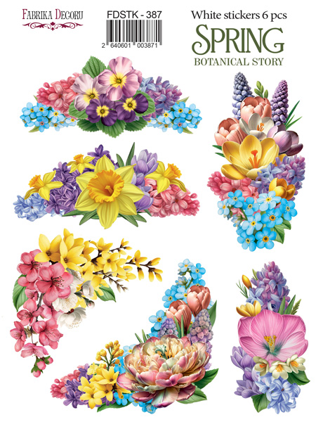 Набір наклейок (стікерів) 6 шт Spring Botanical story #387, Фабрика Декору