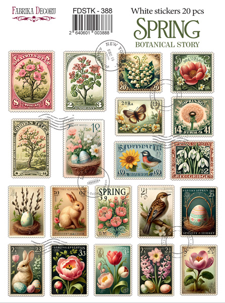 Набір наклейок (стікерів) 20 шт Spring Botanical story #388, Фабрика Декору