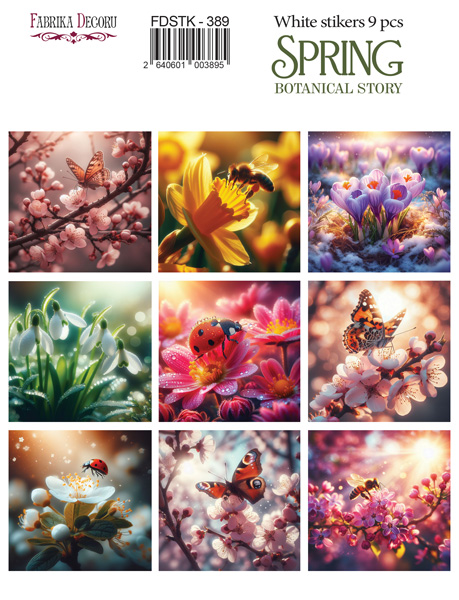 Набір наклейок (стікерів) 9 шт Spring Botanical story #389, Фабрика Декору